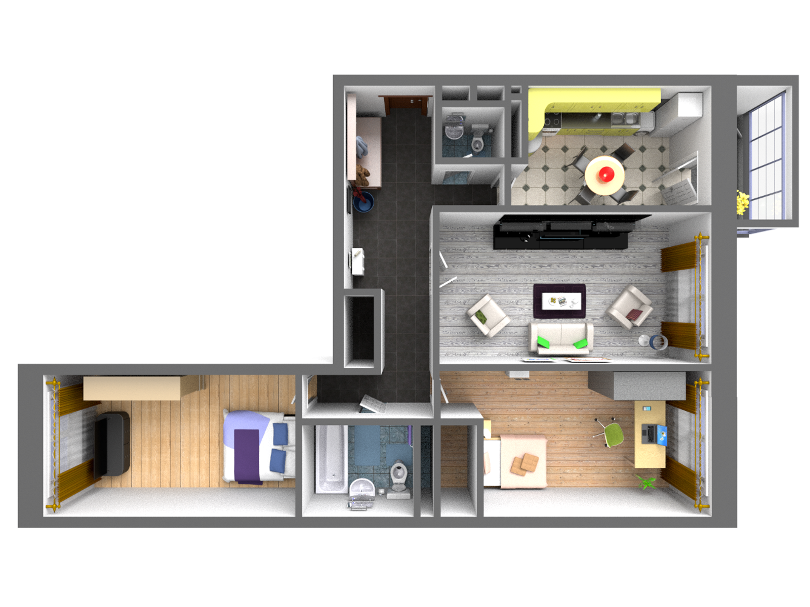 Планировка 3-комнатной квартиры.